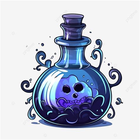 Potion Bottle Witch Bottle With Ghost And Blue Poison Halloween Potion Bottle Elixir Png