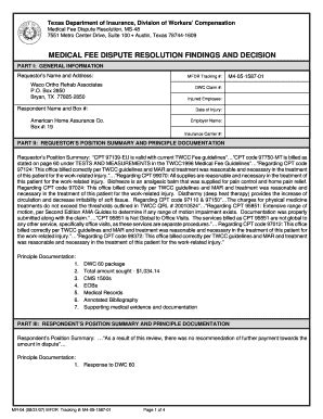 Fillable Online Tdi Texas Part I General Information Requestor S Name