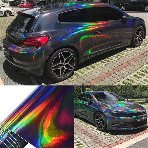 Car Chrome Black Stickers Body Wrap Rainbow Decals Dearmotor