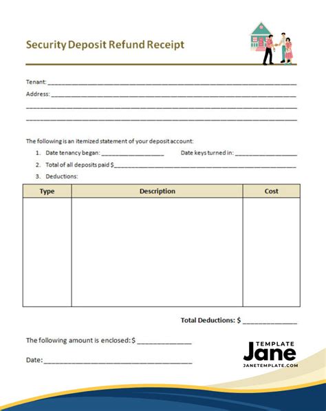 Security Deposit Refund Receipt Template