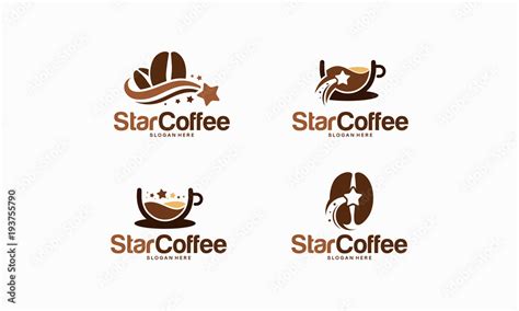 Set Of Star Coffee Logo Designs Concept Vector Illustration Stock