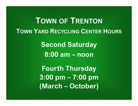 Town Recycling Center Hours – Town of Trenton