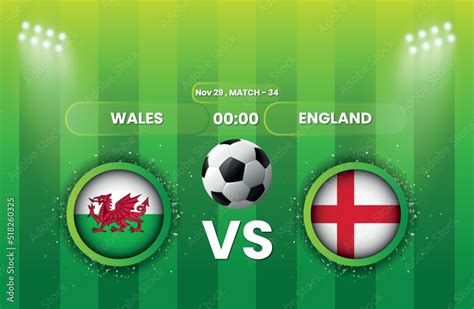 Wales vs England Football or Soccer Match. FIFA World Cup 2022 ...