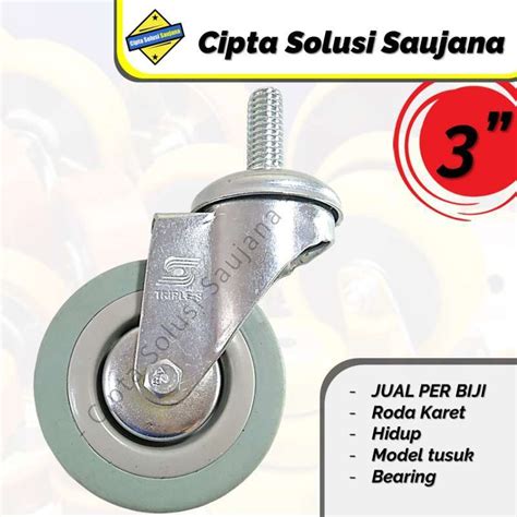 Jual Abu Abu Roda Karet Hidup As Baut Drat Tusuk Roda Caster Troli