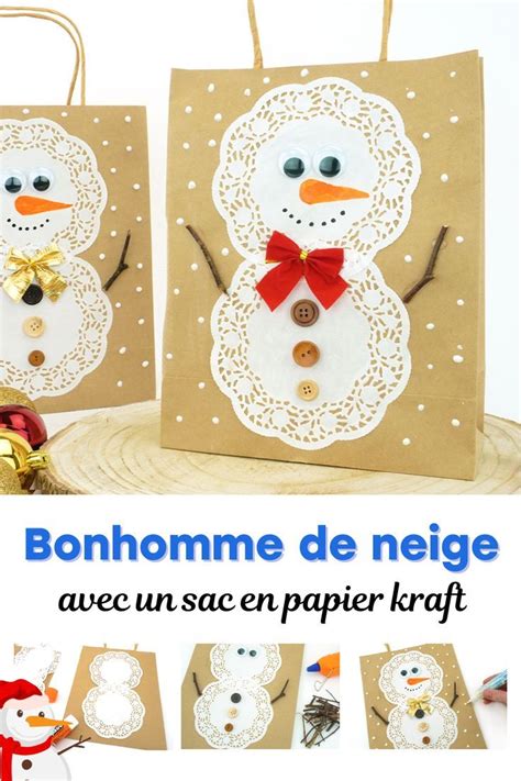 Paper Bags With Snowmen On Them And The Words Bonhomme De Nege Ave Un