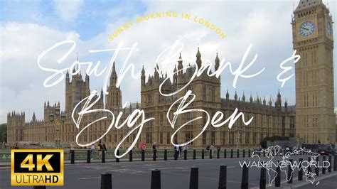 Sunny Morning Walk In London South Bank Big Ben K Hd August