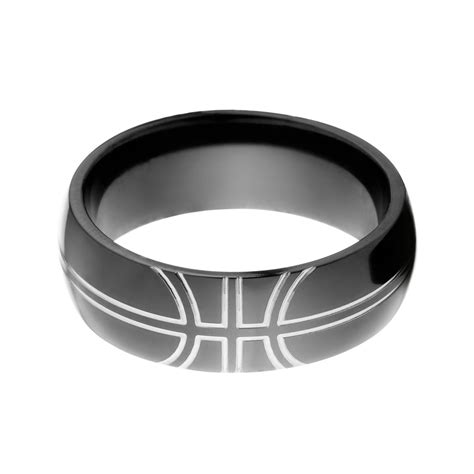 Black Zirconium Basketball Rings Usa Made Mens Wedding Bands The