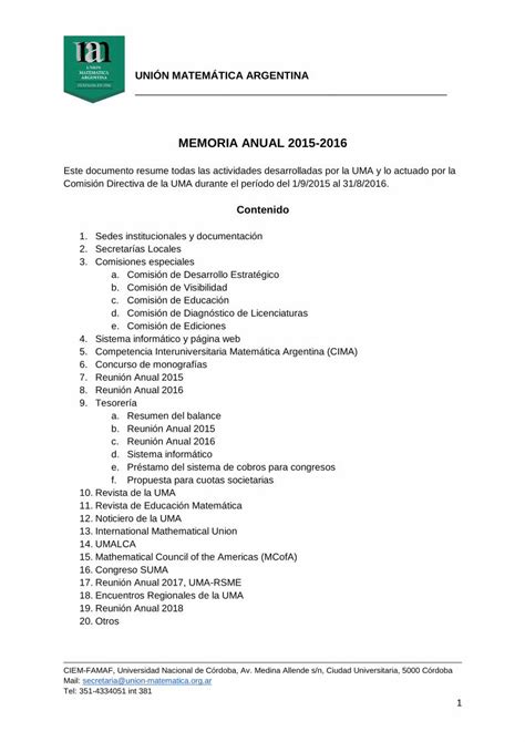 Pdf Uni N Matem Tica Argentina Memoria Anual Este