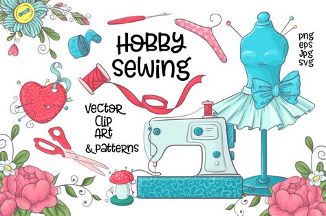 Hobby Sewing Vector Clip Art Graphic By Nicjulia · Creative Fabrica Clip Art Digital Clip