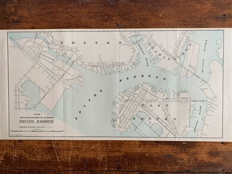 Map Vintage Map 1900 Boston Harbour Map Planning Map Etsy