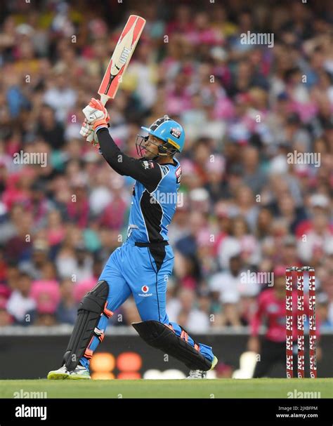 Alex Carey of the Strikers hits a six during the Big Bash League (BBL ...