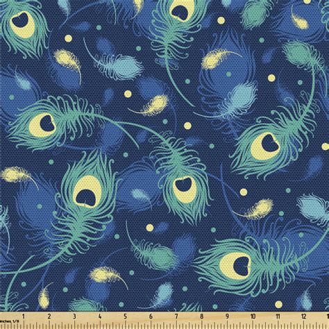 Ambesonne Abstract Boho Fabric By The Yard Night Peacock Feather