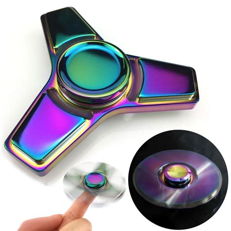 Rainbow Metal Edc Triangle Spinner Fidget Toys High Speed Hand Finger