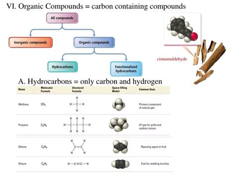 PPT - VI. Organic Compounds = carbon containing compounds A ...