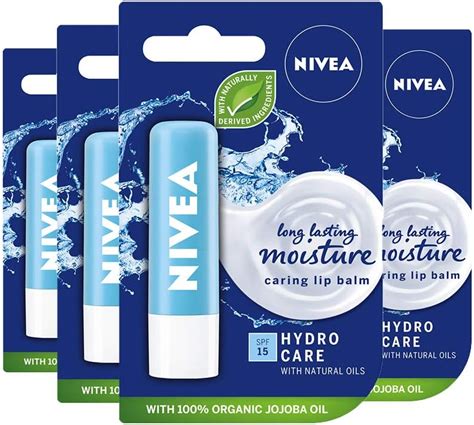 Nivea Lip Balm Hydro Care With Spf 15 Pack Of 4 4 X 48g Hydrating