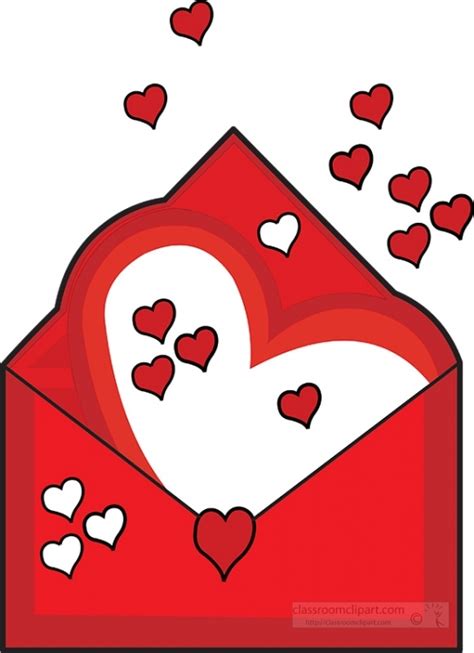 Valentines Day Clipart Red Envelope With Large White Heart Clipart