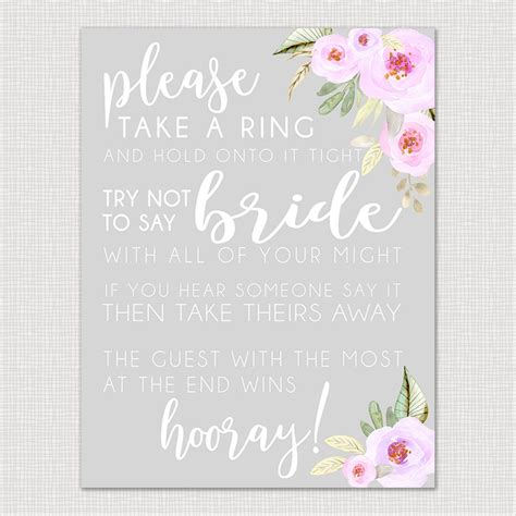 Don T Say Bride Ring Game Printable Bridal Shower Games Etsy