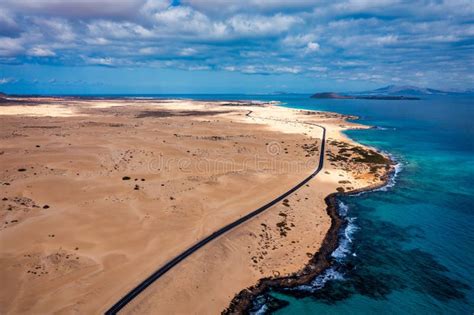 Fuerteventura Corralejo Sand Dunes Nature Park Beautiful Aerial Shot