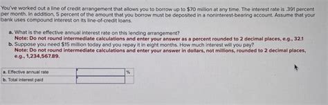 Solved You Ve Worked Out A Line Of Credit Arrangement That Chegg