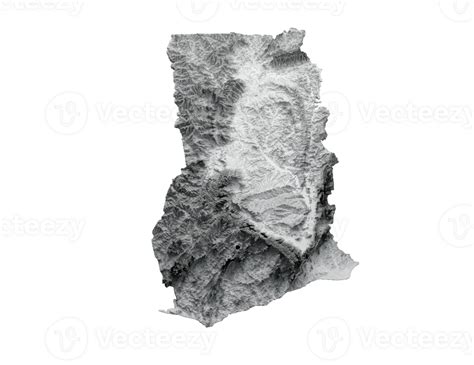 Ghana Map Flag Shaded Relief Color Height Map 3d Illustration 37302079 Png