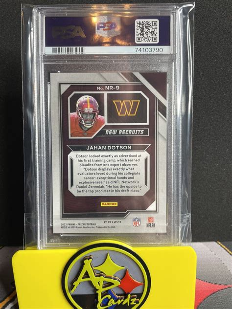 2022 Panini Prizm Jahan Dotson New Recruits No Huddle RC NR 9 PSA 10