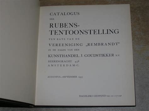 Catalogus Der Rubens Tentoonstelling Ten Bate Van De Vereeniging