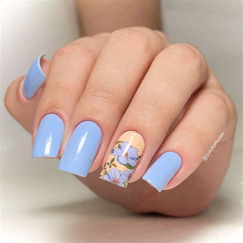 Adesivos de unhas floral azul tendencia Queyti películas