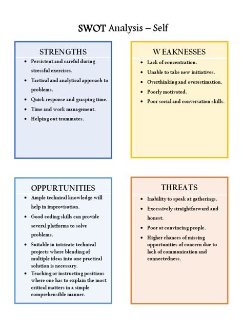 Self Swot Analysis Pdf Pdf