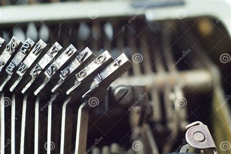 Symbols Characters On Old Typewriter Machine Close Up Stock Photo