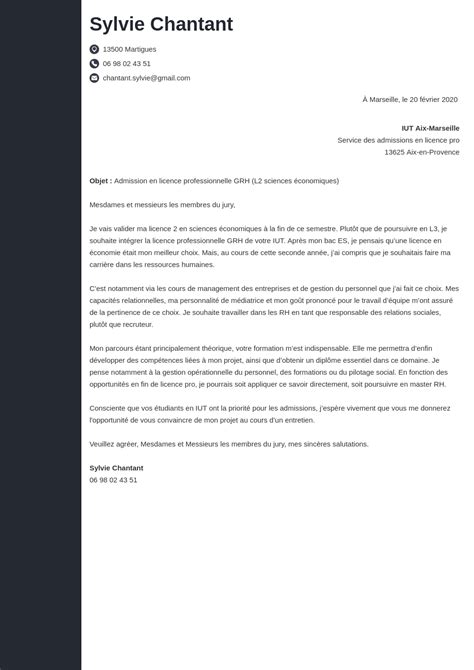 Lettre De Motivation Licence Economie Gestion