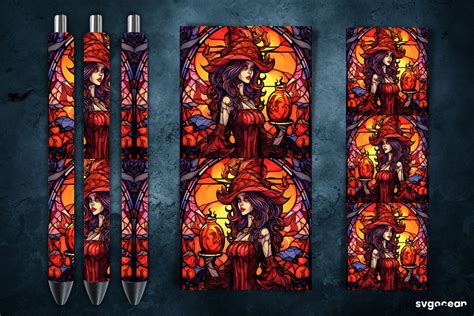 Stained Glass Halloween Pen Wrap Sublimation By Svgocean Thehungryjpeg