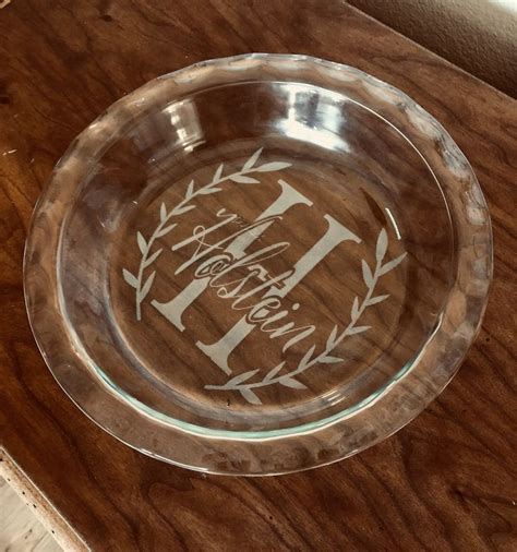 Etched Glass Personalized Pie Plate House Warming T Engagement