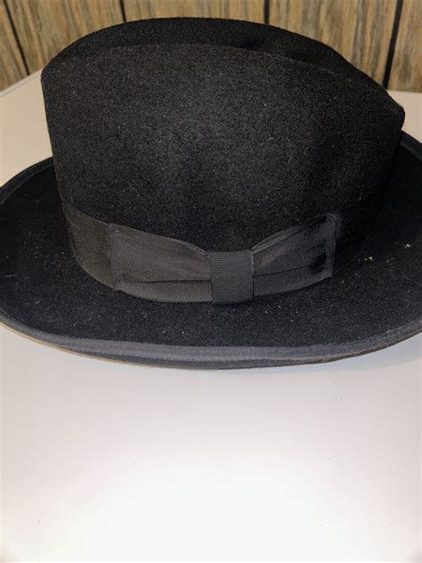 Godfather Fedora Hat Mens Medium Felt Feather Black Gem