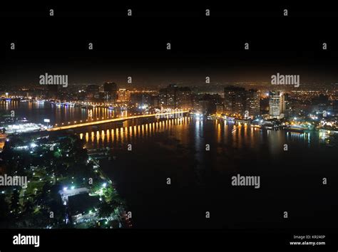 Aerial view of Nile river and bridge Cairo Egypt Stock Photo - Alamy