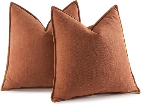 Miulee Fall Pack Of Rust Decorative Pillow Covers X Inch Soft