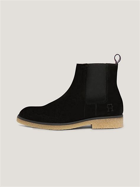 Suede Th Monogram Chelsea Boots Black Tommy Hilfiger