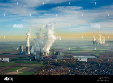 Brown Coal Power Plants In The Coal Mining Area In The Garzweiler And