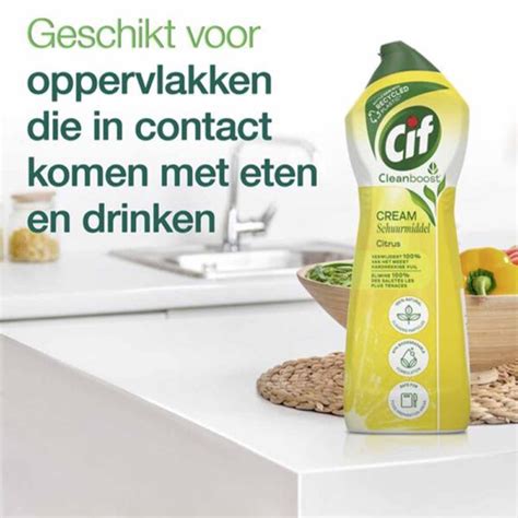 Cif Schuurmiddel Cleanboost Cream Citrus Voordeelverpakking 8 X 750ml