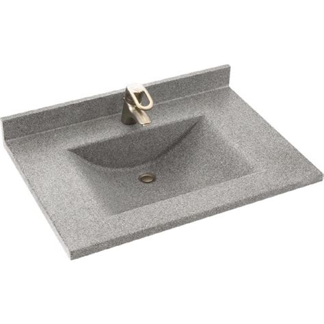 Swan Contour In Tahiti Gray Solid Surface Bathroom Vanity Top At