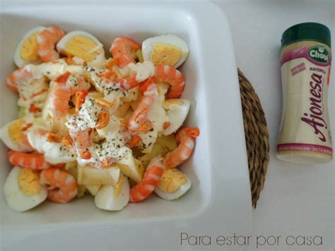 Para Estar Por Casa Ensalada De Patatas Langostinos Y Manzana Con Ajonesa