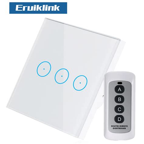 Eu Uk Standard 3gang 1way Glass Panel Touch Switch Rf433 Remote Control Switch Wireless