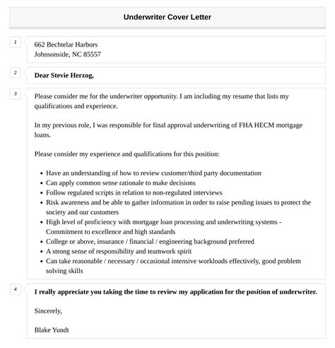 Underwriter Cover Letter Velvet Jobs