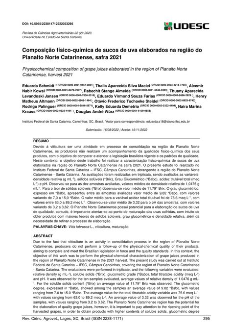 PDF Composição físico química de sucos de uva elaborados na região do