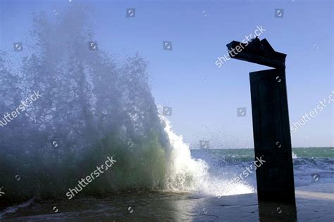 Waves Sweep Ashore White Foam During Editorial Stock Photo Stock