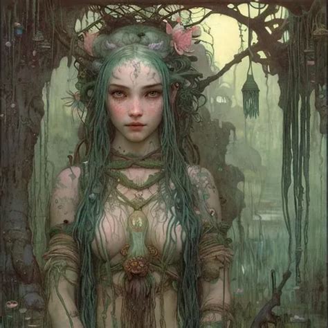 Portrait Druid Witch Girl With Pretty Detailed Face