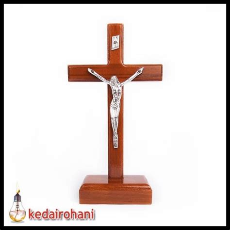 Jual Salib Duduk Kayu Courpus Patung Yesus Inri 21 Cm Corpus Logam