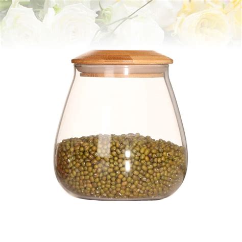 Glass Kitchen Canister Glass Jar Wood Lid Coffee Storage Jar Glass Honey Jars Ebay