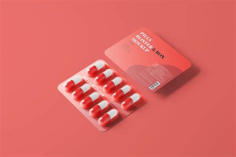 Premium Psd Capsule Blister With Box Mockup