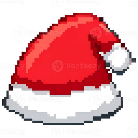 Pixel art Santa hat icon for holiday-themed projects, representing festive cheer and Christmas ...