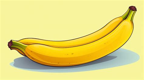 Um Desenho De Uma Banana Um Fundo Amarelo Vetor Premium